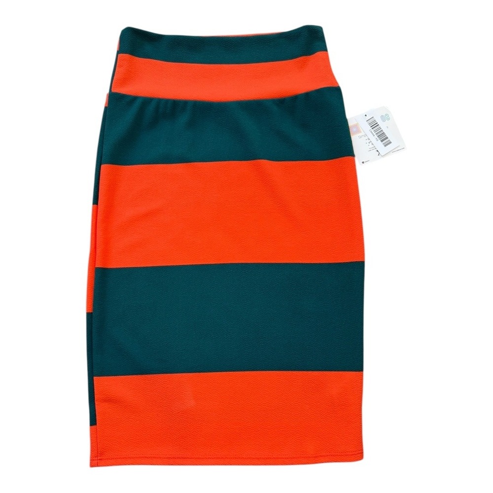 NEW LuLaRoe Cassie Skirt Pencil Striped Orange Green XS NWT Career Casual‎